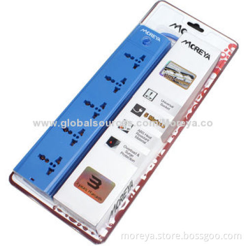 Power Strip of Universal Standard for AU, EU, UK, US Usage with 4 Sockets, Surge/Overload Protection